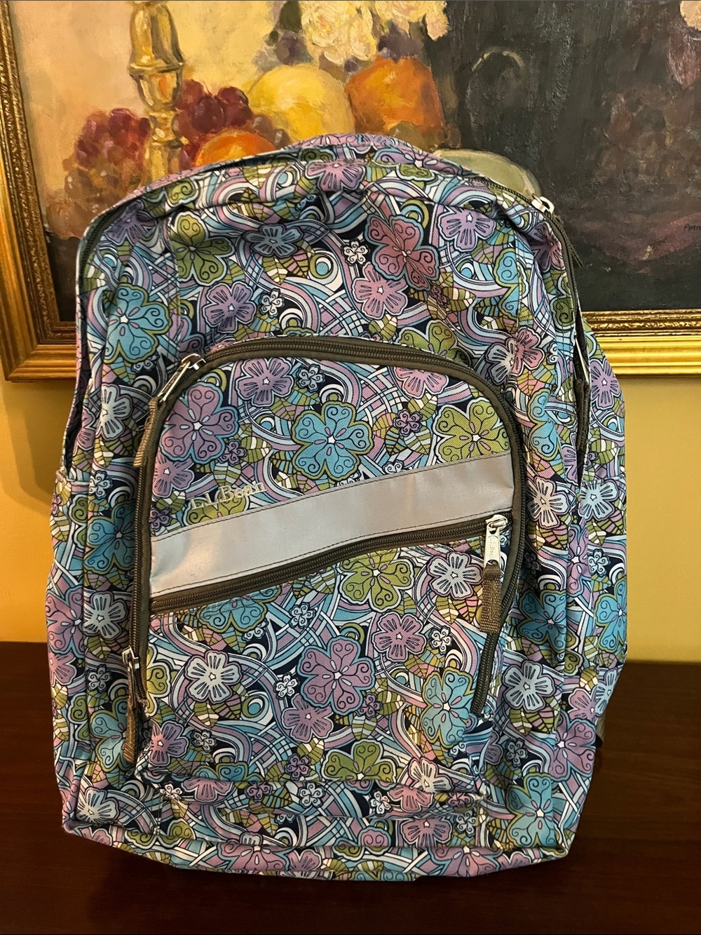 L.L. Bean Floral Pattern Multicolor Backpack/Pink, Blue, Green NOT Personalized